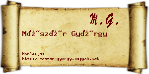 Mészár György névjegykártya